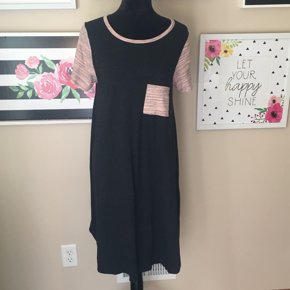 Dark Gray Heathered Carly with light pink sleeves